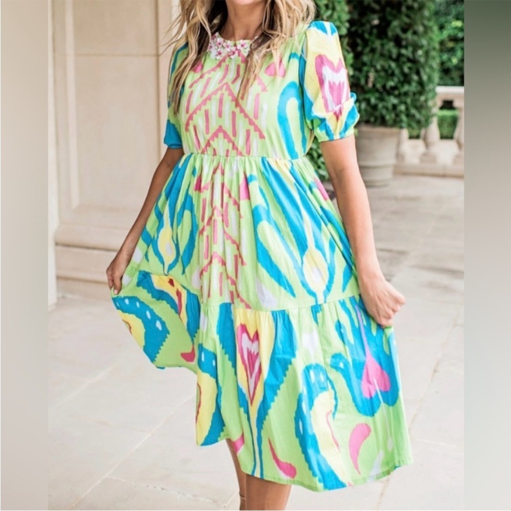 Tuckernuck Sheridan French Arcadia Dress Resin Floral Detail NWT Size Small